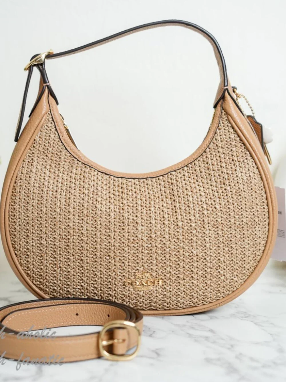 Coach CDX20 Emily Shoulder Bag Crossbody straw/Gold/Toast NWT - Picture 11 of 11